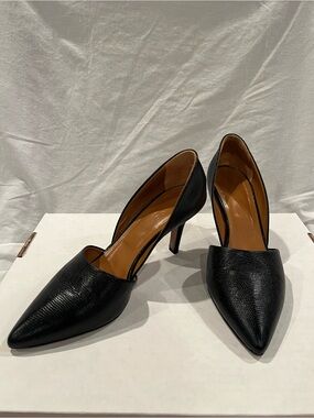 Pointed-Toe Black D'Orsay Heels